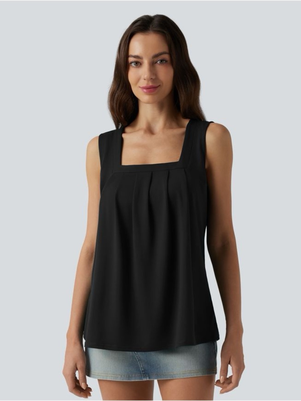 HALARA Black Square Neck Tank Top